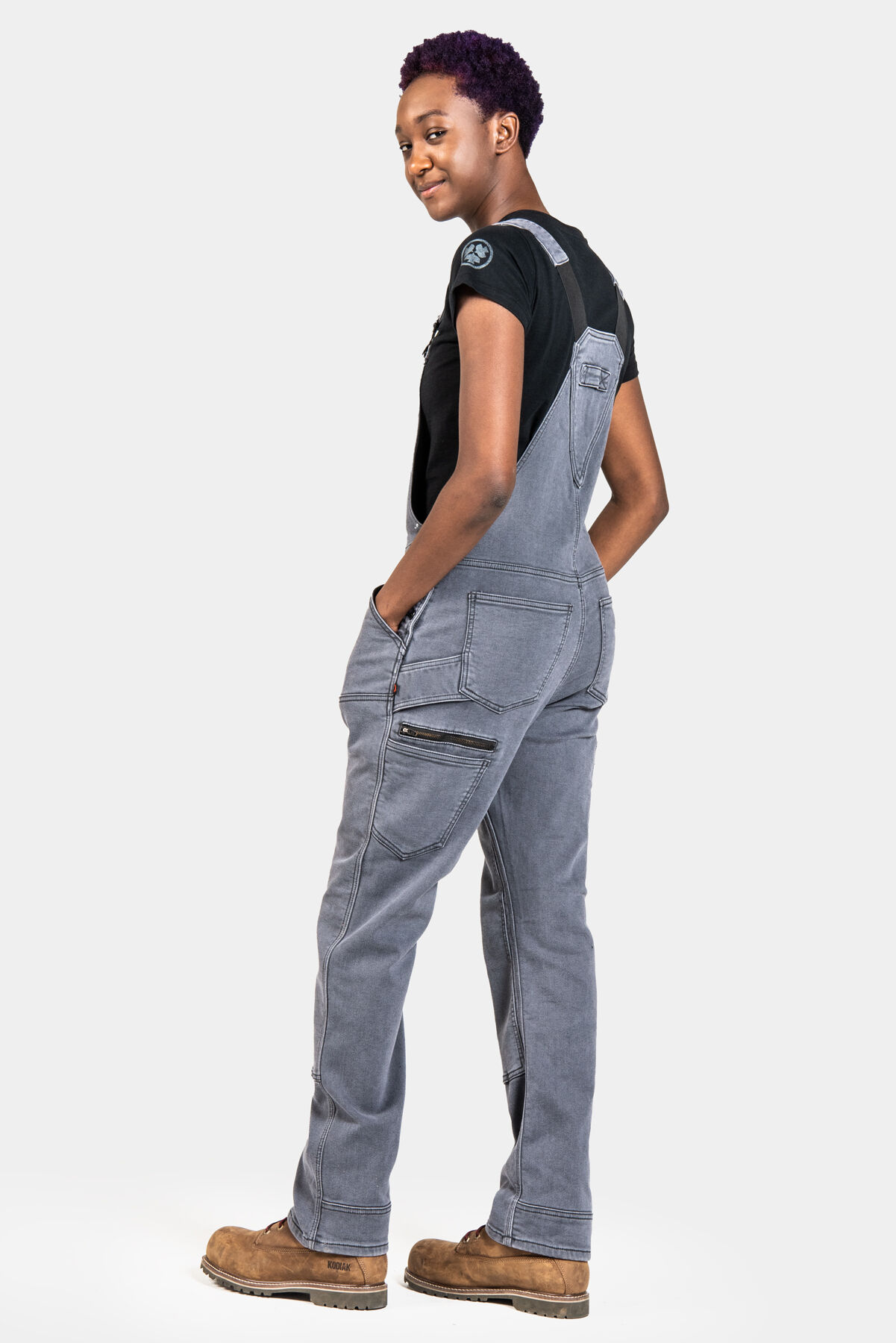 Women's Freshley Overall in Gray Stretch Canvas