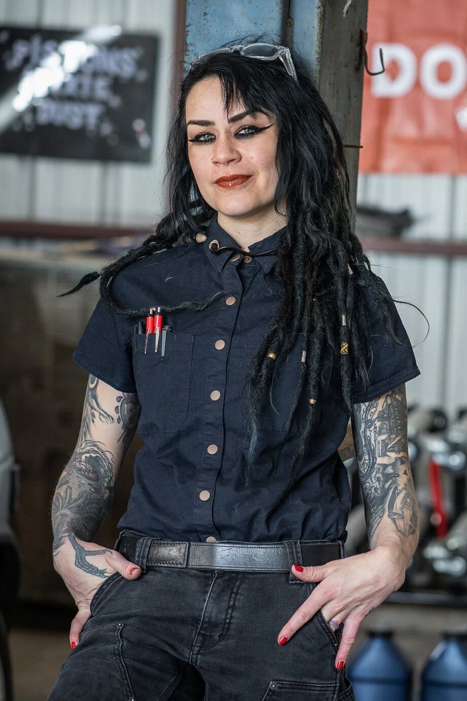 Women's Mechanic’s Work Shirt in Navy