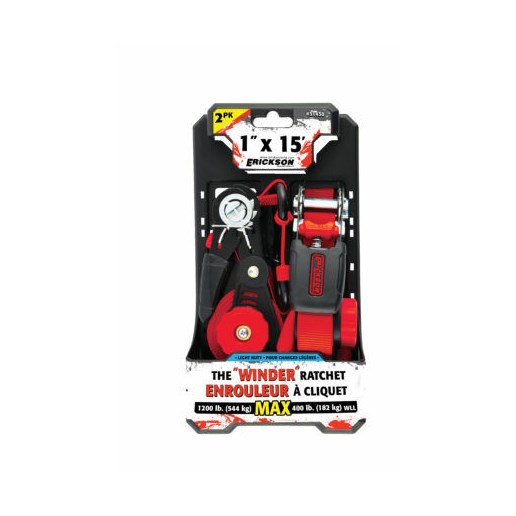 The Winder Ratchet Straps 1-In x 15-Ft, 2 Pack