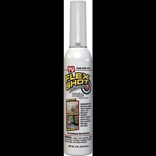 Flex Shot Rubber Adhesive Caulk in White, 8-Oz Can