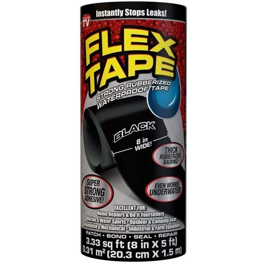 Flex Tape Rubberized Waterproof Tape, 8-In x 5-Ft Roll in Black