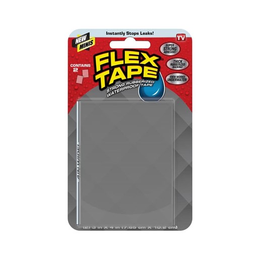 Flex Tape Rubberized Waterproof Tape, 3-In x 4-In Clear Patch, 2-Pk