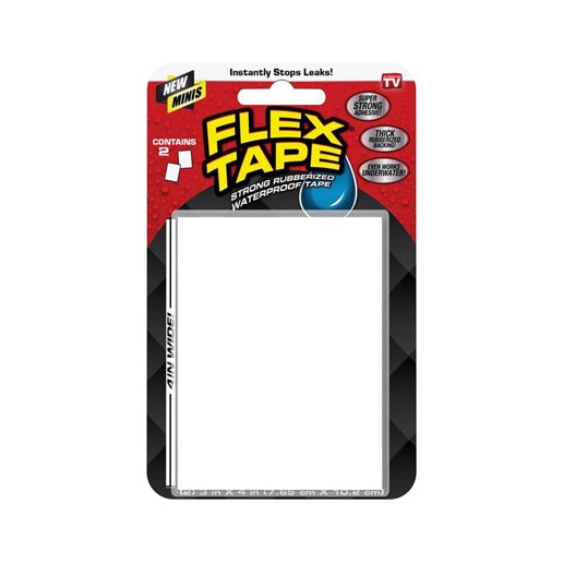 Flex Tape Rubberized Waterproof Tape, 3-In x 4-In White Patch, 2-Pk