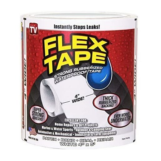 Flex Tape Rubberized Waterproof Tape, 4-In x 5-Ft Roll in White