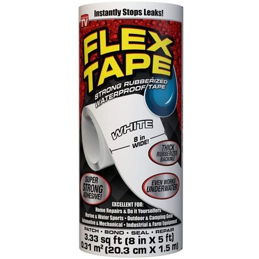 Flex Tape Rubberized Waterproof Tape, 8-In x 5-Ft Roll in White