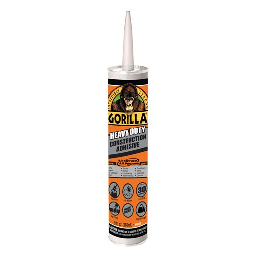 Gorilla Heavy Duty Construction Adhesive in White, 9-Oz Cartridge
