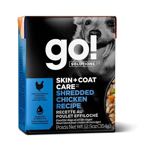 go! Solutions Skin and Coat Care Shredded Chicken Recipe, 12.5-oz Carton Wet Dog Food