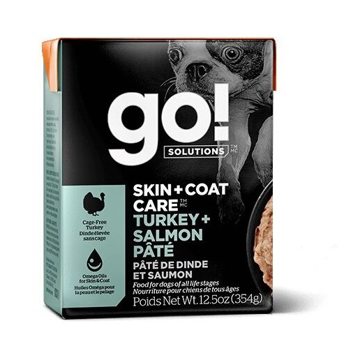 go! Solutions Skin and Coat Care Turkey and Salmon Pate, 12.5-oz Carton Wet Dog Food