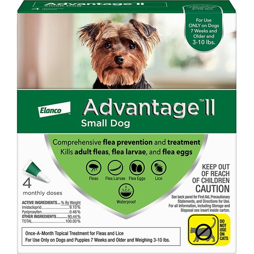 Advantage II Flea and Lice Treatment for Small Dogs, 3-10-Lb, 4-Pk