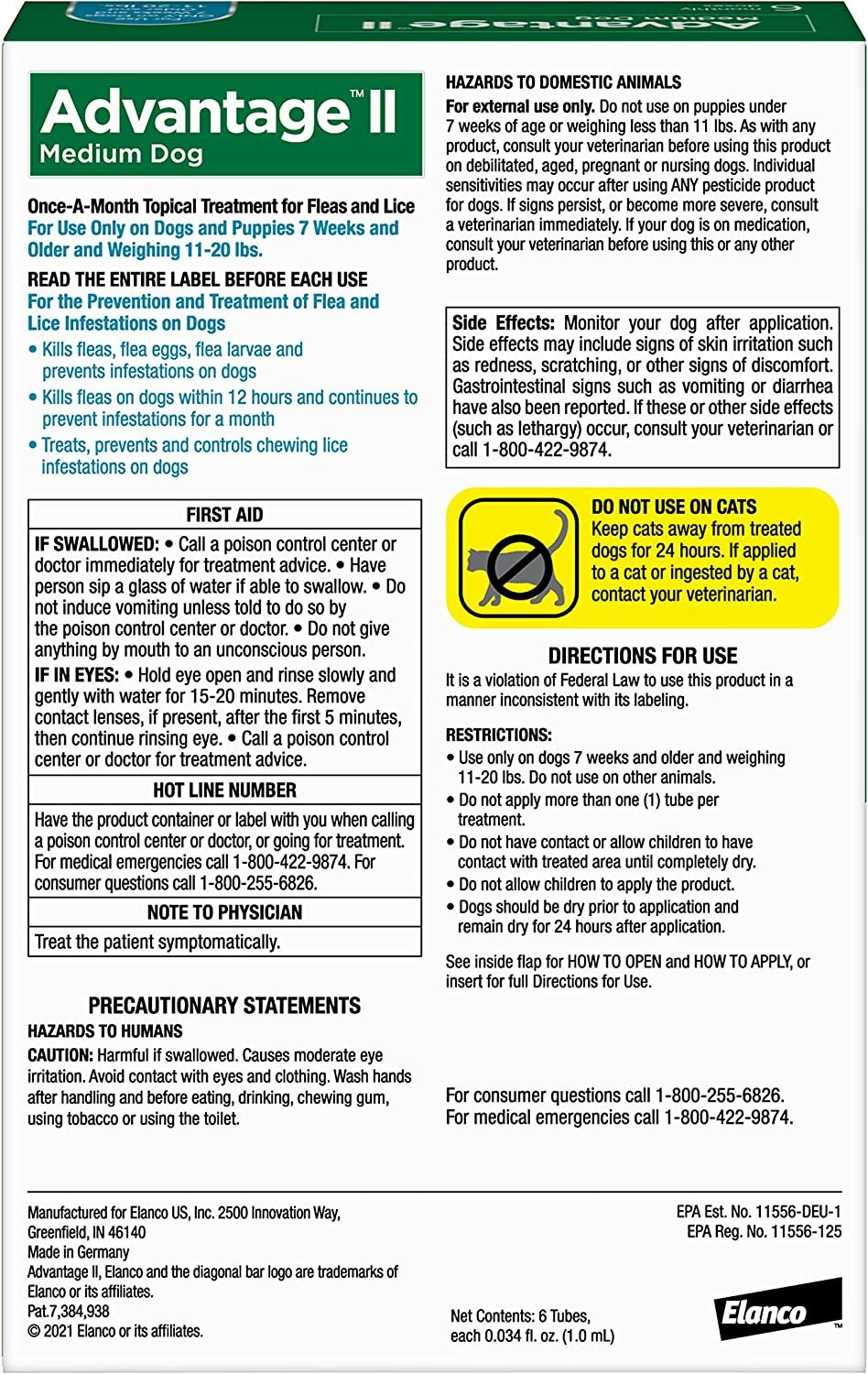 Advantage II Flea and Lice Treatment for Medium Dogs, 11-20-Lb, 4-Pk