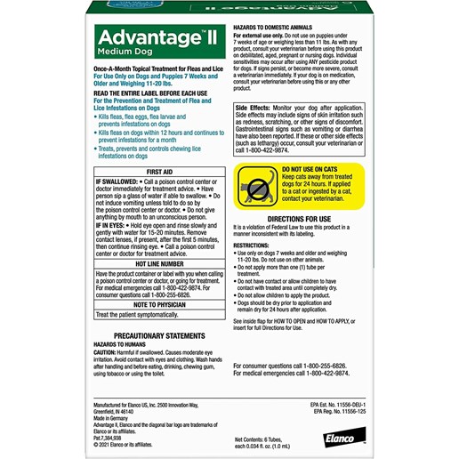 Advantage II Flea and Lice Treatment for Medium Dogs, 11-20-Lb, 4-Pk