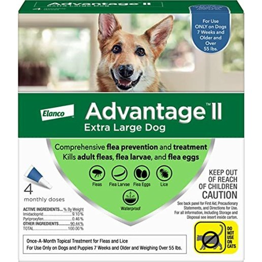 Advantage II Flea and Lice Treatment for X-Large Dogs, Over 55-Lb, 4-Pk