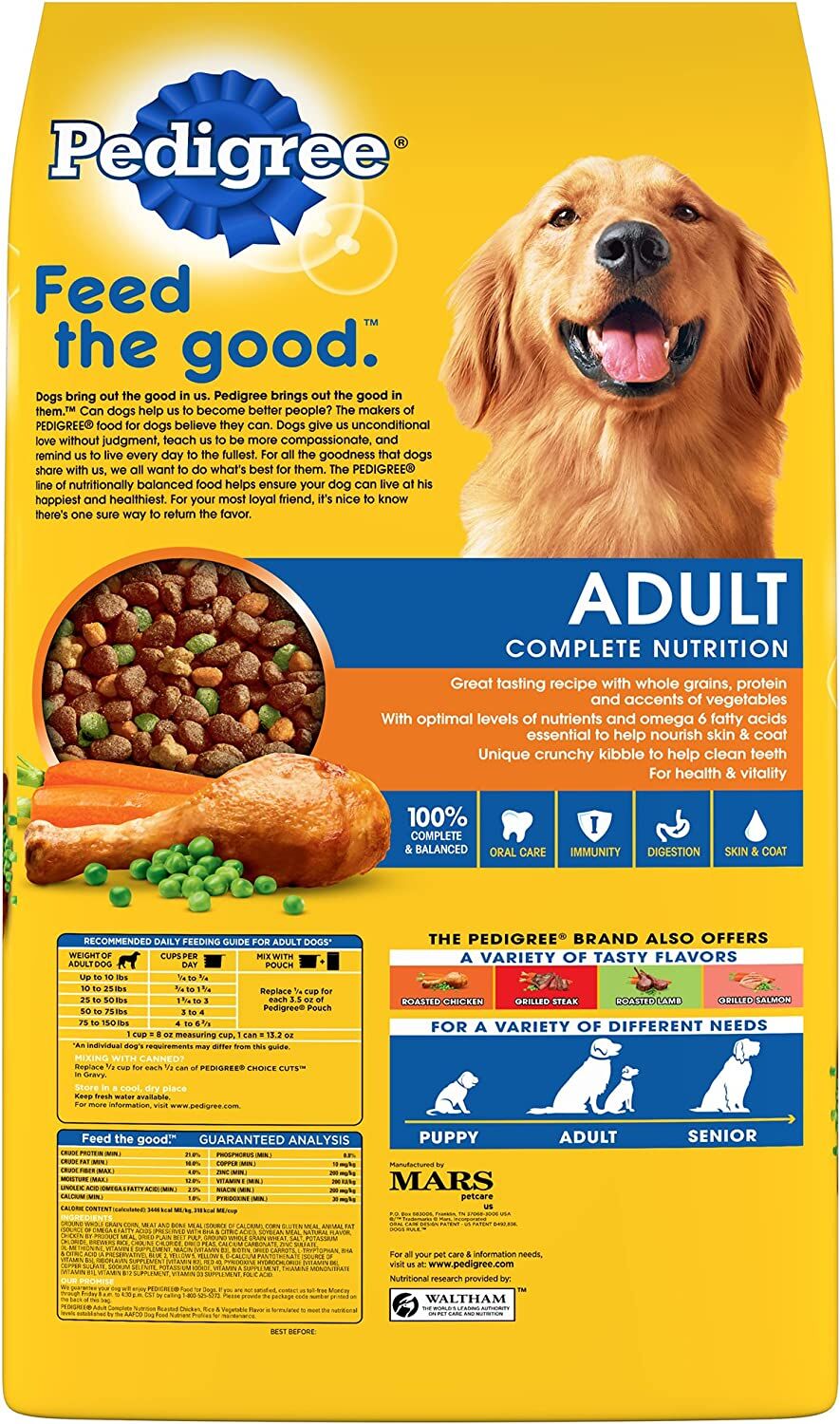 Pedigree Roasted Chicken, Rice & Vegetable Flavor Adult Dry Dog Food, 44-Lb