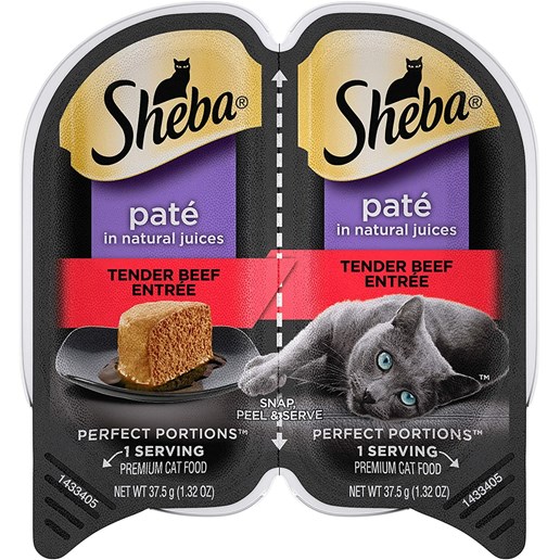 Sheba® Premium Paté Tender Beef Entrée Wet Cat Food, 2.6-Oz