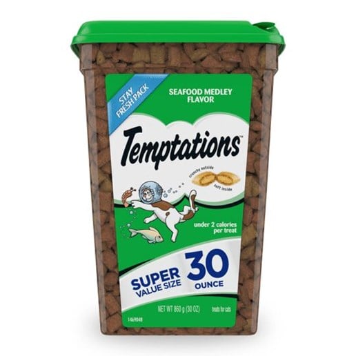Temptations Seafood Medley Flavor Crunchy And Soft Cat Treats, 30-Oz