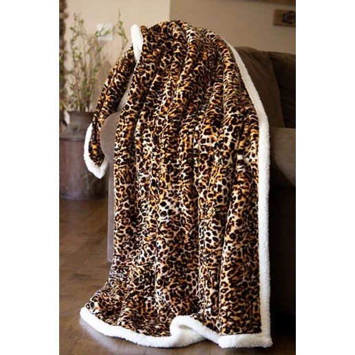 Leopard Print Sherpa Throw Blanket
