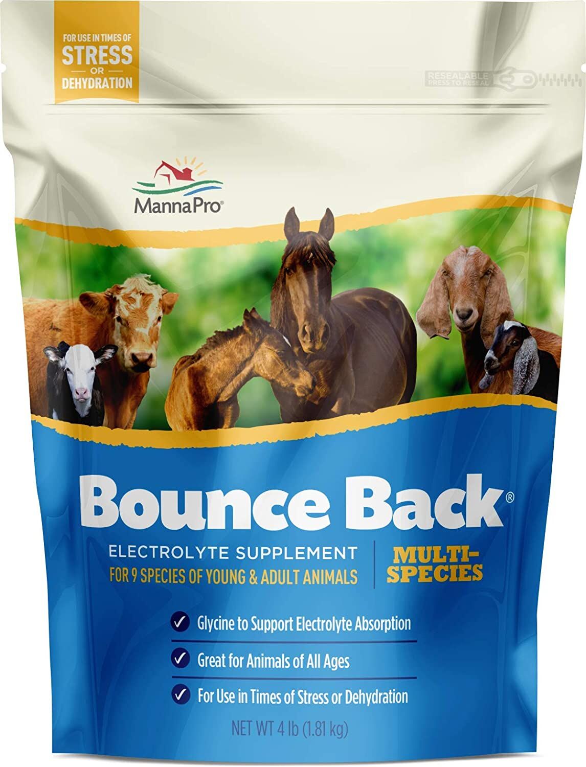 Manna Pro Bounce Back Multi-Species Electrolyte Supplement, 4-Lb
