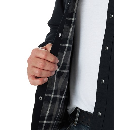 Men's Long Sleeve Flannel Lined Work Shirt in Black