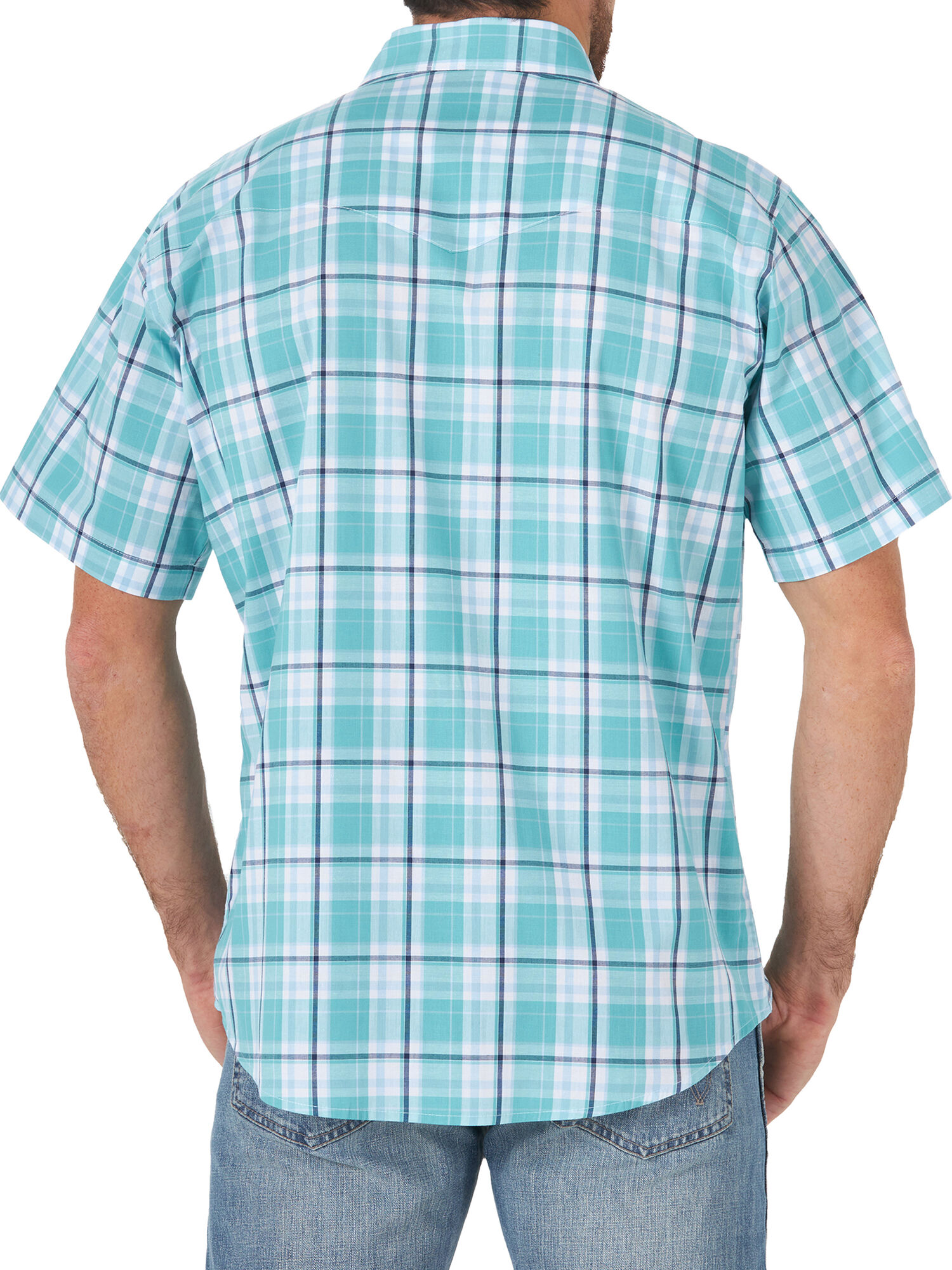 Wrangler Men's Wrinkle Resist Short Sleeve Western Snap Plaid Shirt