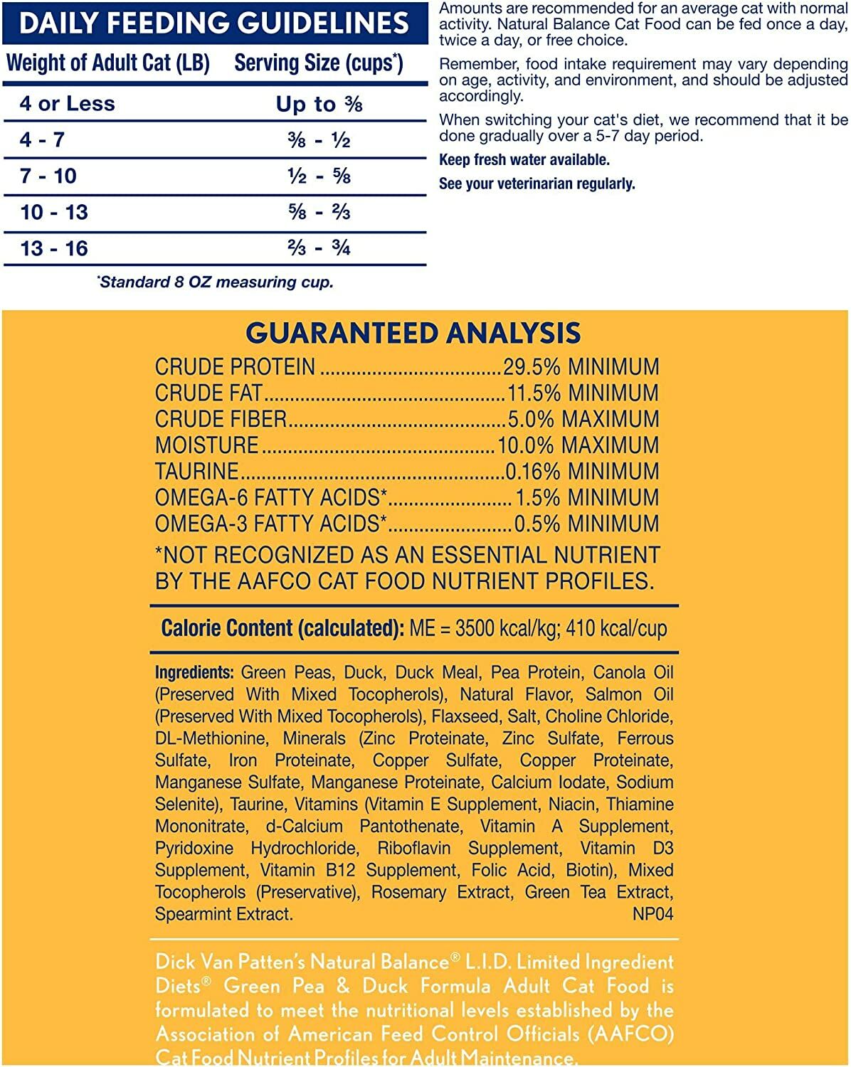 L.I.D. Grain Free Green Pea & Duck Dry Cat Food, 5-lb