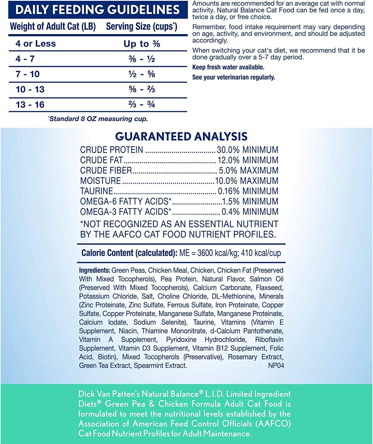 L.I.D. Grain Free Green Pea & Chicken Dry Cat Food, 10-Lb