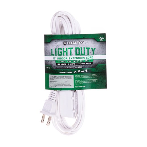 12-Ft 16-Ga Light Duty Indoor Extension Cord in White