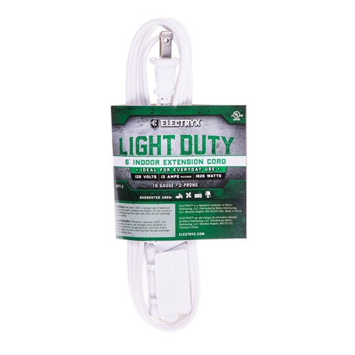 6-Ft 16-Ga Light Duty Indoor Extension Cord in White