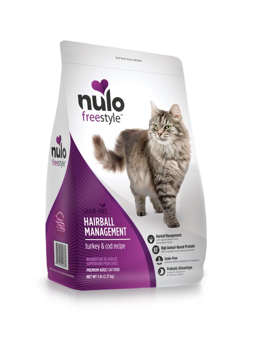 Nulo FreeStyle Adult Cat Hairball Management Turkey & Cod Dry Food, 5-Lb Bag