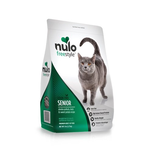 Nulo FreeStyle Senior Cat Alaska Pollock, Duck, & Sweet Potato Dry Food, 5-Lb Bag