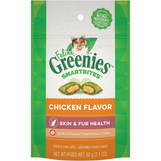 Feline Greenies™ Smartbites™ Skin & Fur Treat Health, Chicken Flavor, 2.1-Oz