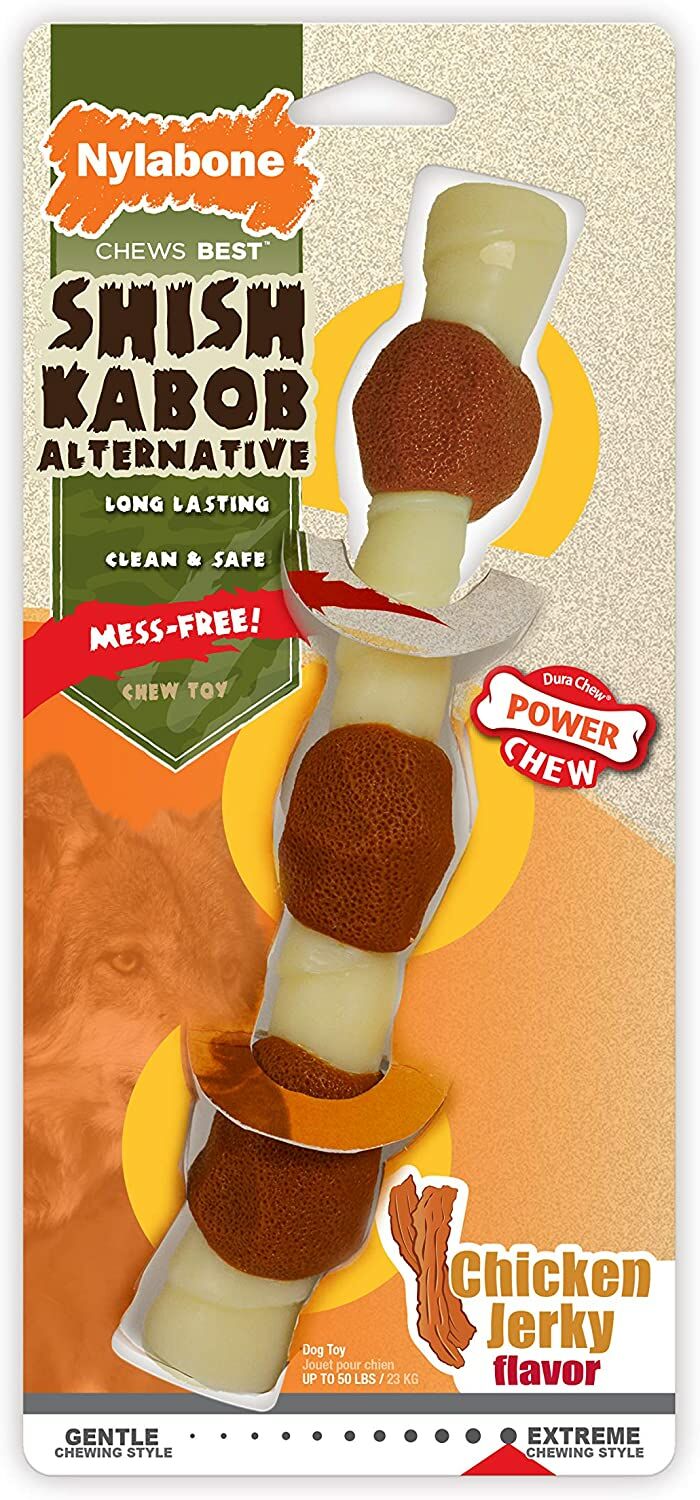 Nylabone Power Chew Shish Kabob Chicken Jerky Flavor Dog Toy, Large
