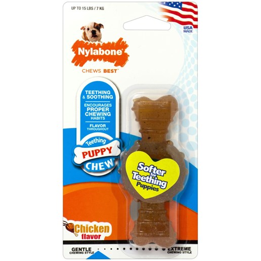 Nylabone Teething Chicken Flavor Ring Bone Puppy Toy, X Small