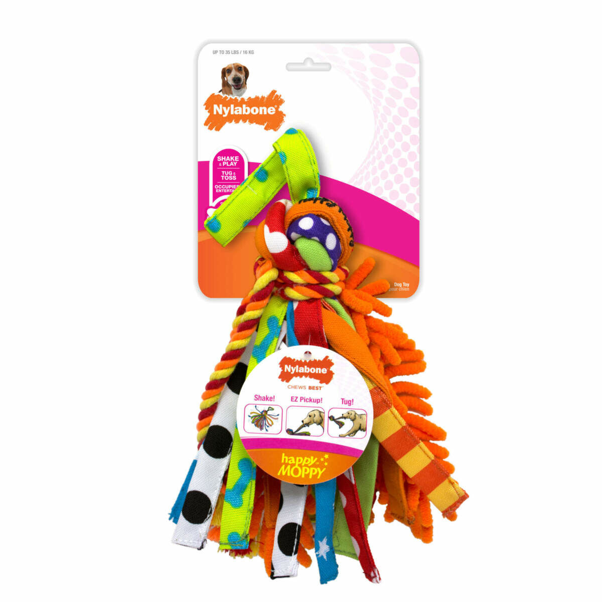 Nylabone Happy Moppy Interactive Dog Toy, Medium