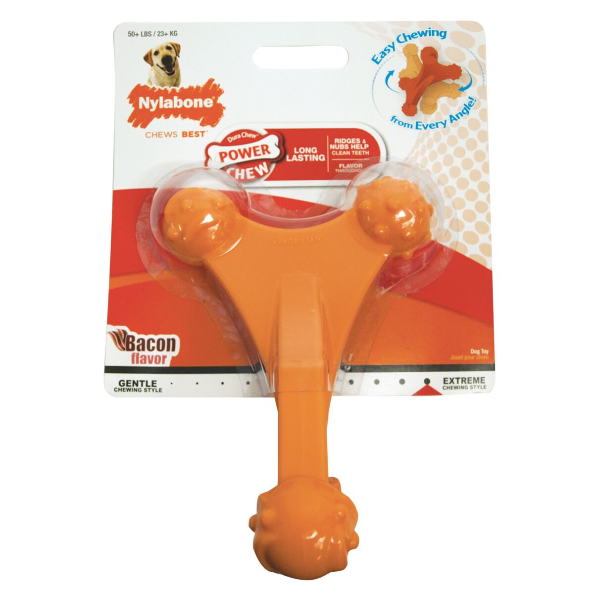 Nylabone Power Chew Bacon Flavor Axis Bone Dog Toy, X Large
