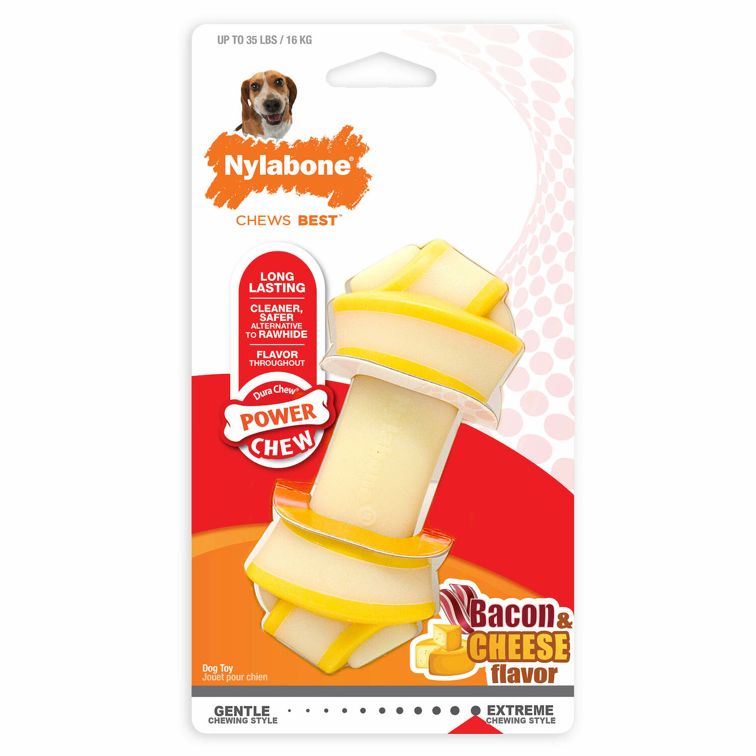 Nylabone Power Chew Bacon & Cheese Flavor Knot Dog Bone, Medium
