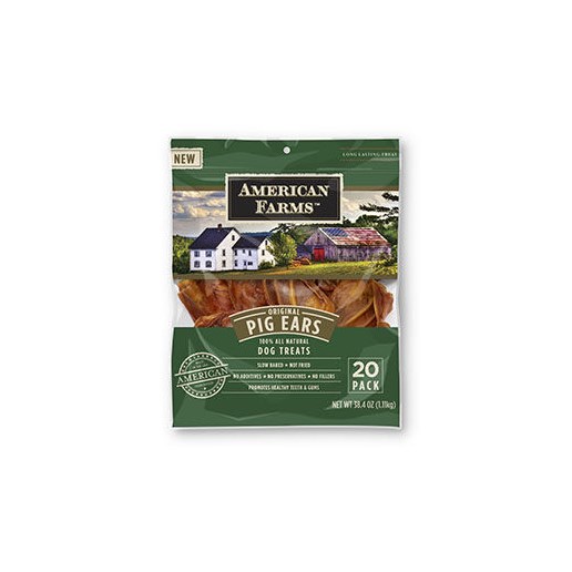 American Farms Natural Pig Ears, 20-Ct