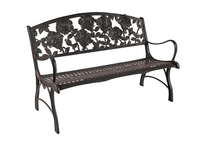 Cast Iron Rose Themed Bench