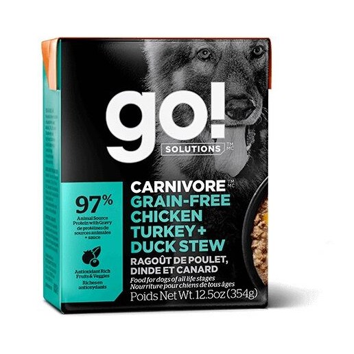go! Solutions Grain Free Chicken, Turkey and Duck Stew, 12.5-oz Carton Wet Dog Food