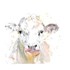White Cow Decorative Canvas Banner in White, 5-In x 7-In