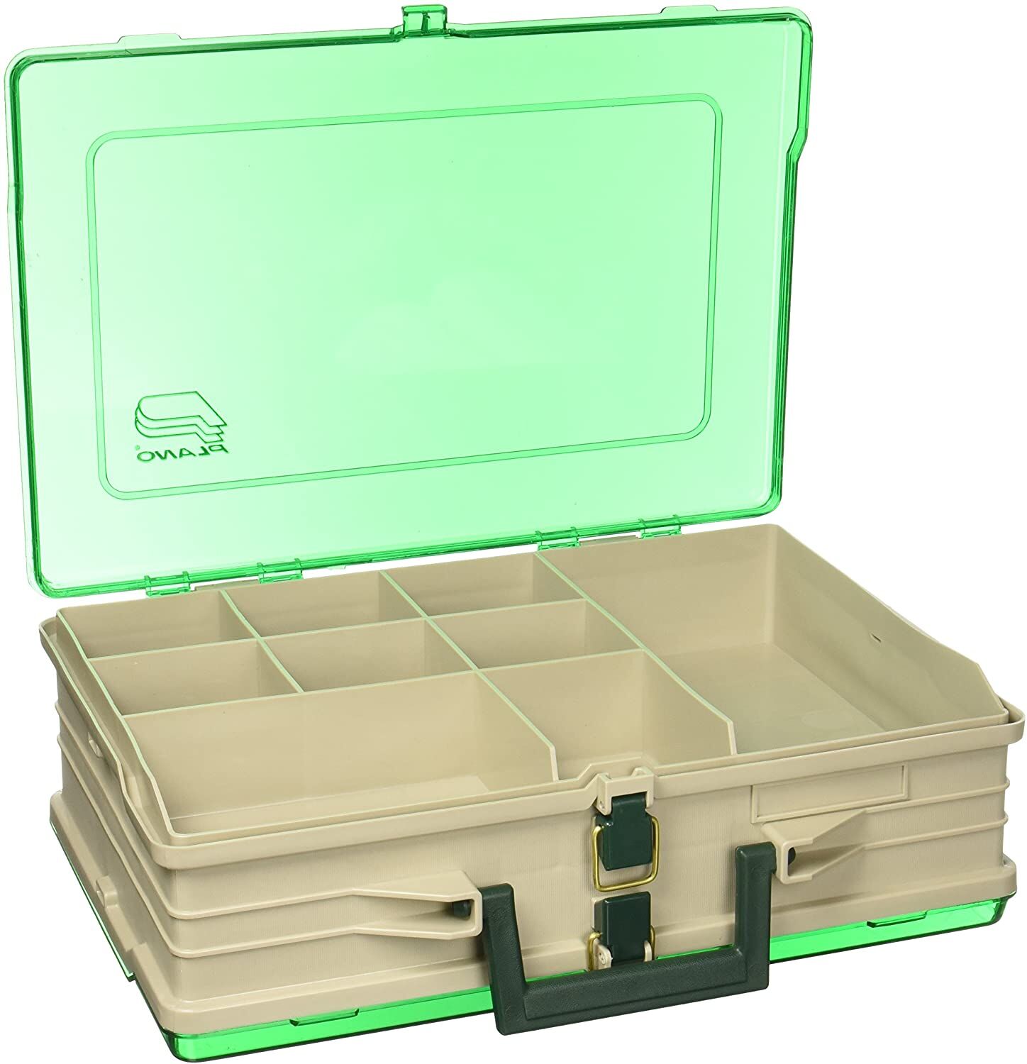 Double Sided 19 Compartment Tackle Box in Green
