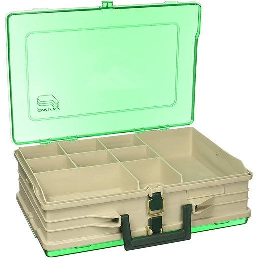 Double Sided 19 Compartment Tackle Box in Green