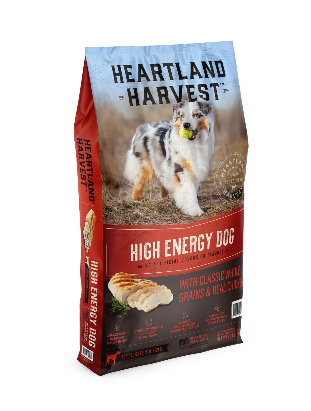 Heartland Harvest High Energy Dog with Classic Whole Grains & Real Chicken, 40-Lb