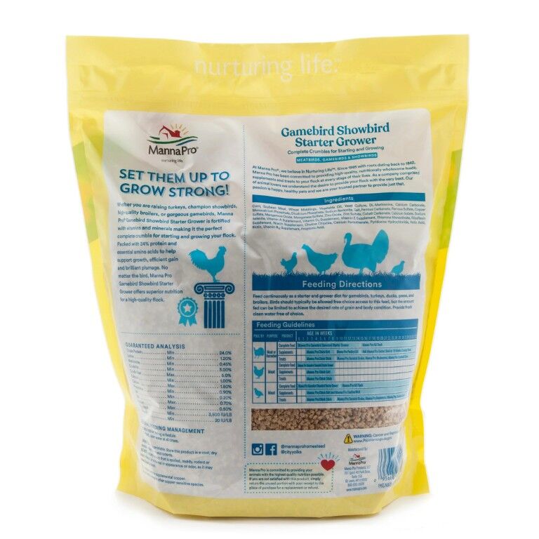 Manna Pro Gamebird & Showbird Starter Grower Crumbles, 5-Lb