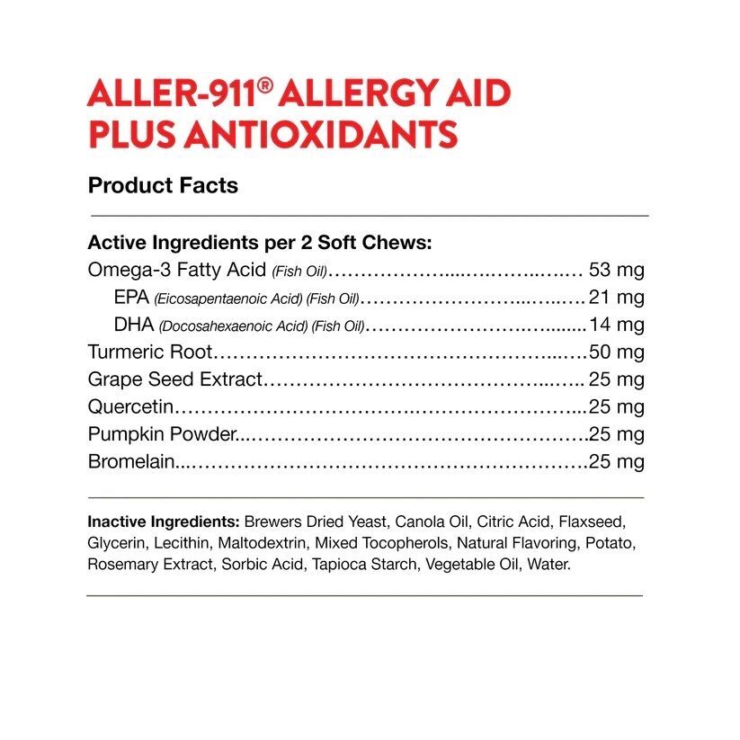 NaturVet Aller-911 Allergy Aid Soft Chews, 70-Ct