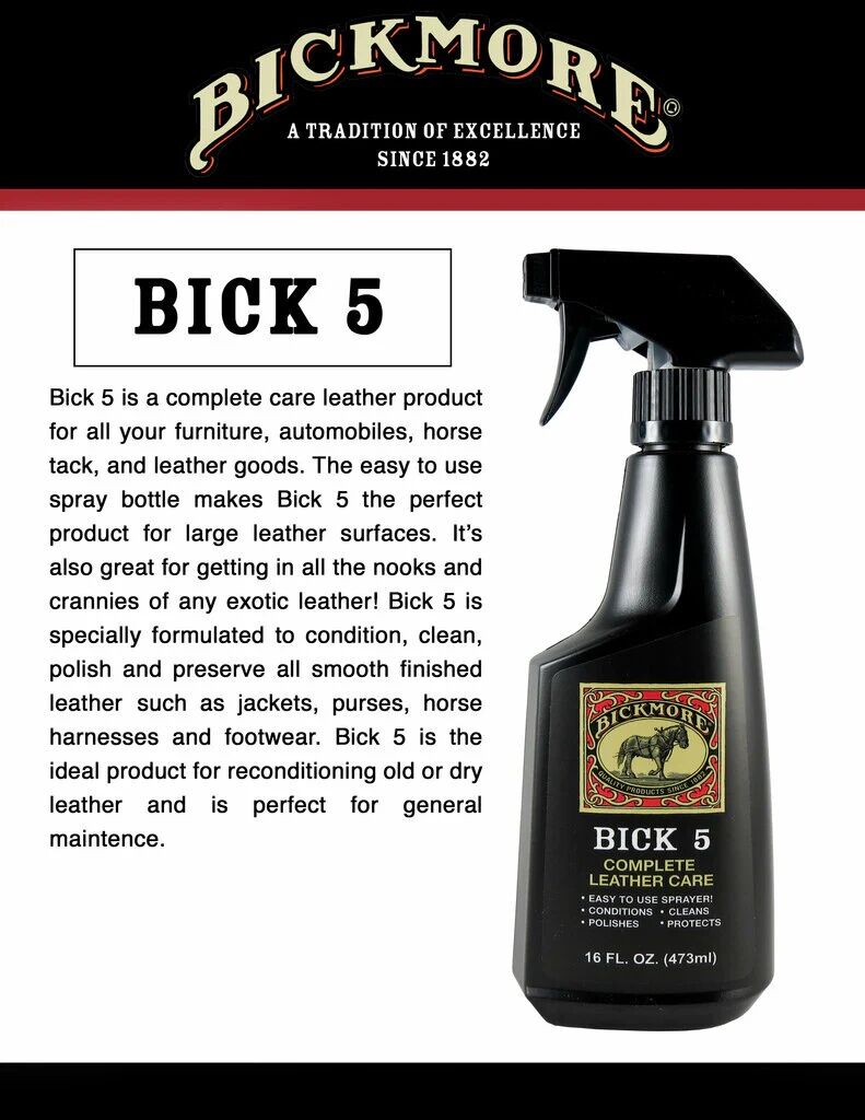 Bickmore Bick 5 Leather Cleaner Conditioner Spray, 16-Oz