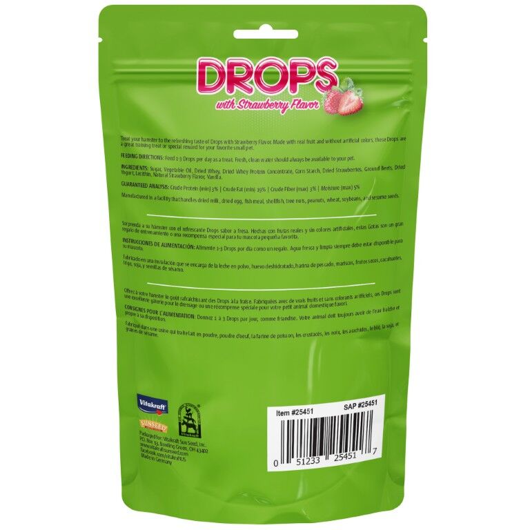 Vitakraft Drops Hamster Treat With Strawberry Flavor, 5.3-Oz