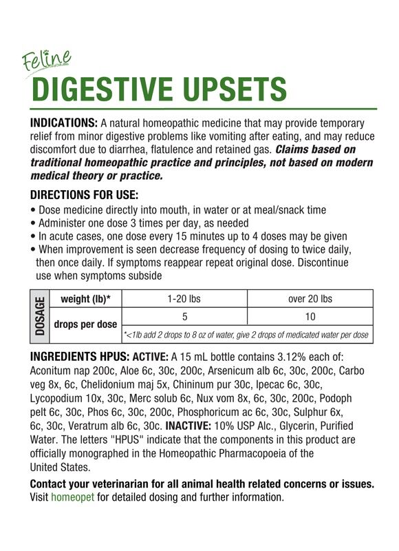 HomeoPet Feline Digestive Upsets, 15-ML