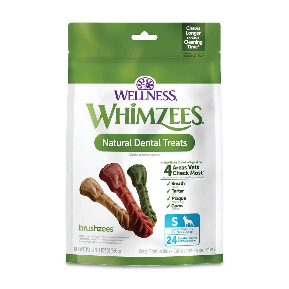 Whimzees Brushzees Small Dog Dental Treats, 24 pk.