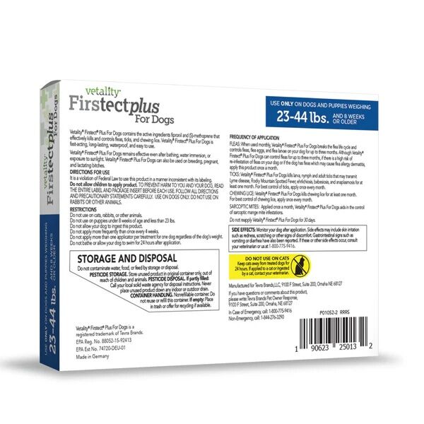 Vetality Firstect Plus For Medium Dogs, 23-44-L