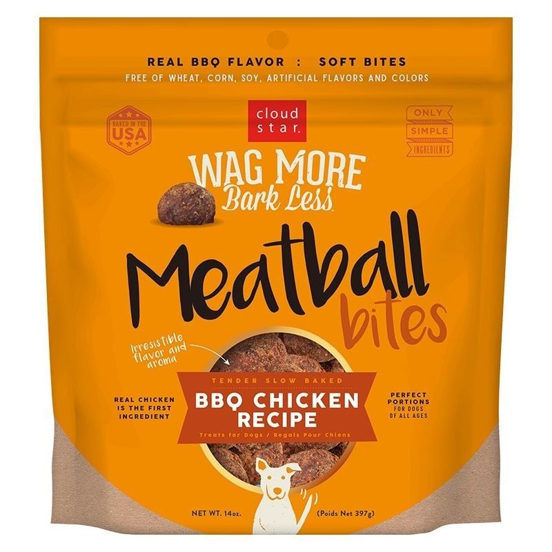 Cloud Star Wag More Bark Less Grain Free Meatball Bites: BBQ Chicken Recipe, 14-Oz